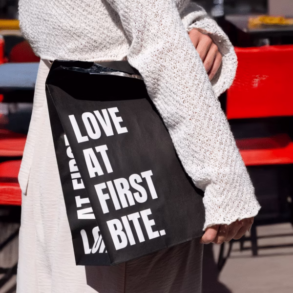TORBA PAPIEROWA TERMOIZOLACYJNA "LOVE AT FIRST BITE" | 250 sztuk - obrazek 2