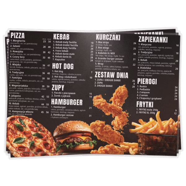 Menu A3 laminowane