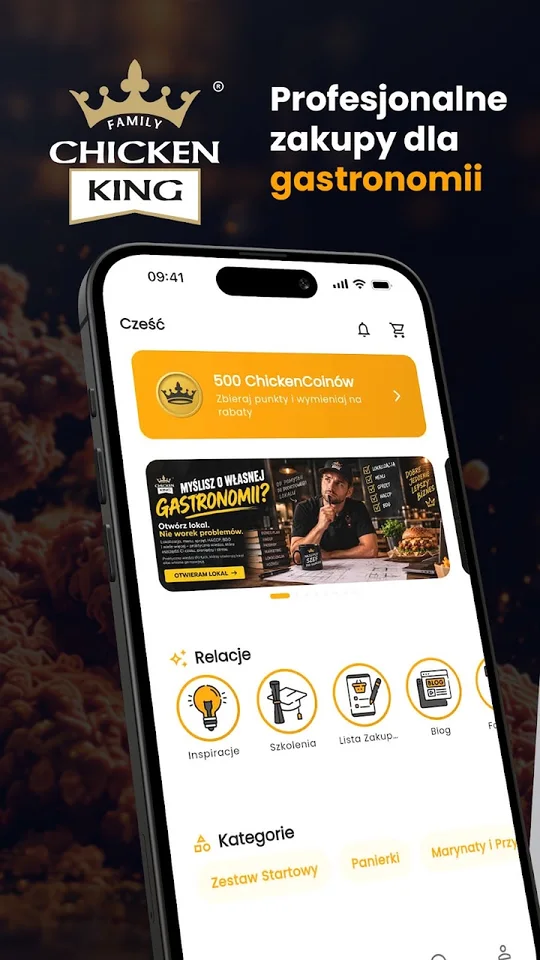Aplikacja Chicken King — profesjonalne zakupy dla gastronomii