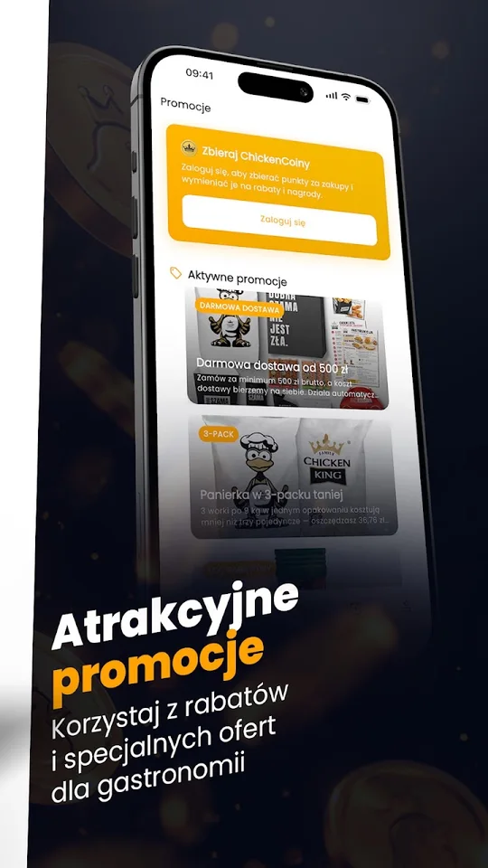 Promocje i ChickenCoiny w aplikacji Chicken King