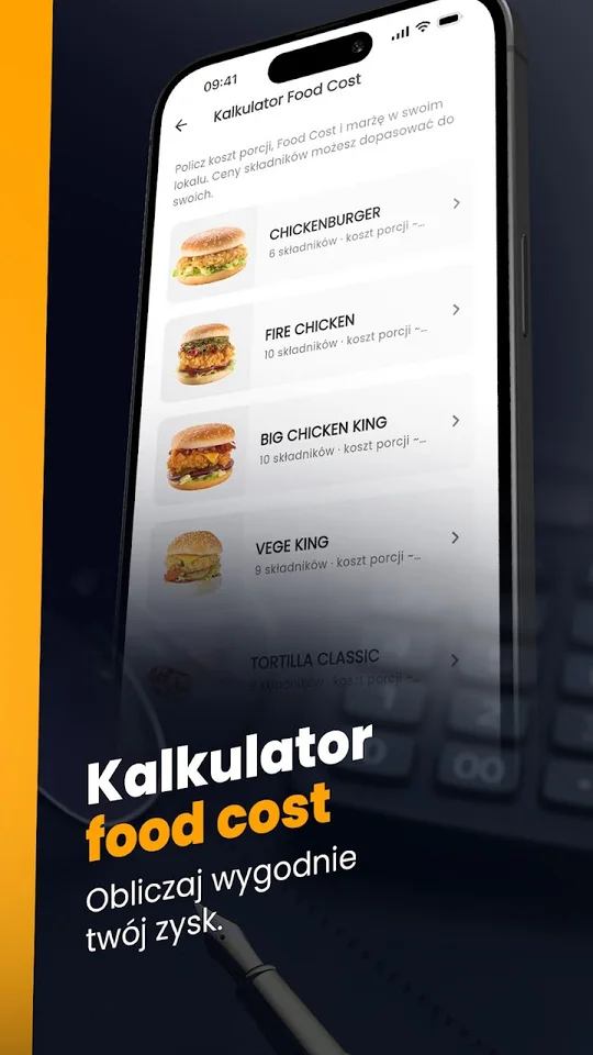 Kalkulator food cost w aplikacji Chicken King